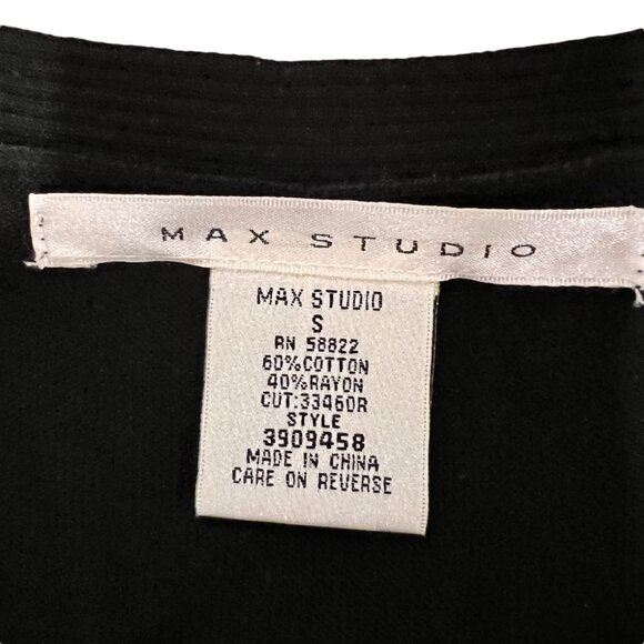 Max Studio Sweater Dress S Black Textured Long Sleeve Pleated Mini Size Small - Picture 8 of 9